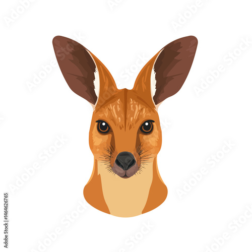 Wallaby Head 2D flat vector illustration, isolated on a white background.