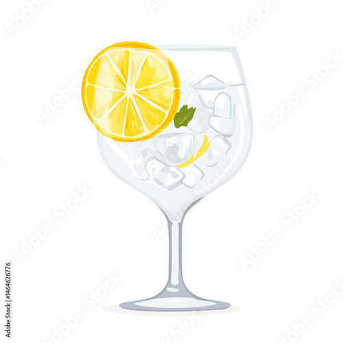 Gin Tonic 2D flat vector illustration, isolated on a white background.