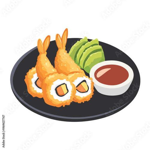 Tempura 2D flat vector illustration, isolated on a white background.