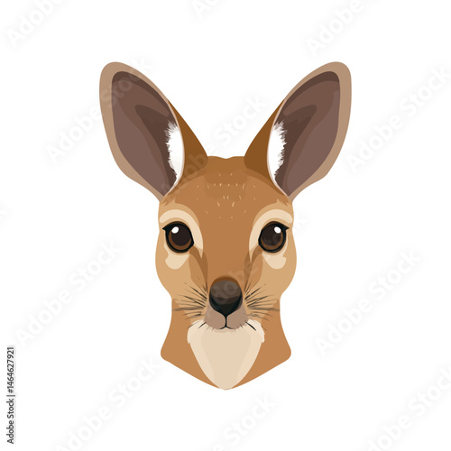 Wallaby Head 2D flat vector illustration, isolated on a white background.