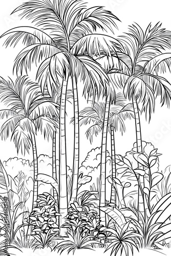 Palm trees standing tall in a lush tropical landscape Generative AI
