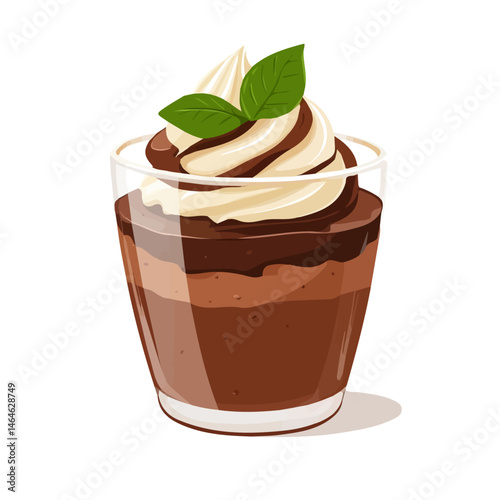 2D flat vector illustration of Chocolate Mousse, isolated on a white background.