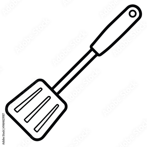 A black outline depicts a slotted spatula with a hole at the top
