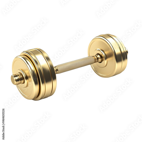 Gold dumbbell weightlifting fitness exercise gym workout strength training