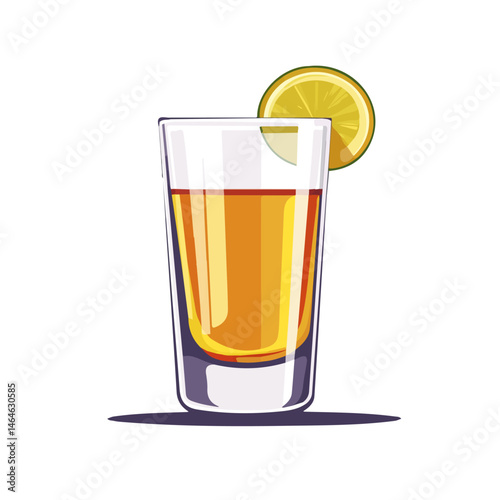 Vodka Shot 2D flat vector illustration, isolated on a white background.