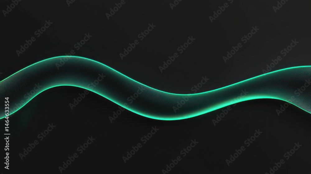 Abstract Teal Wave on Black Background: A Serene Digital Art Piece
