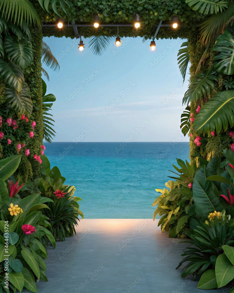 Fototapeta premium Tropical Minimalist Background with Exotic 3D Design Aesthetic
