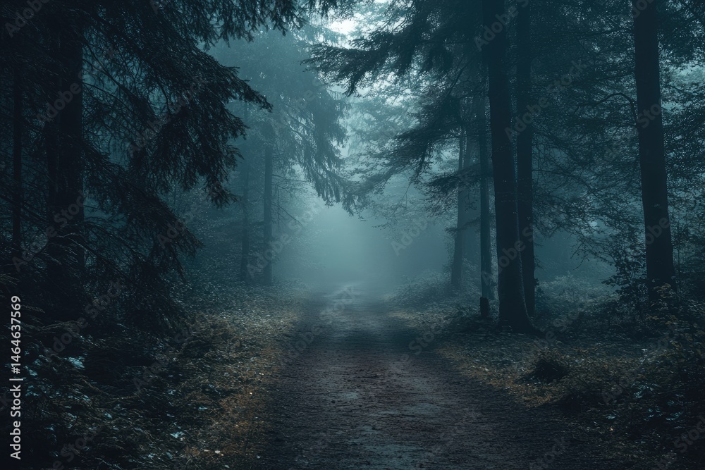 Fototapeta premium Mystical forest path shrouded in mist