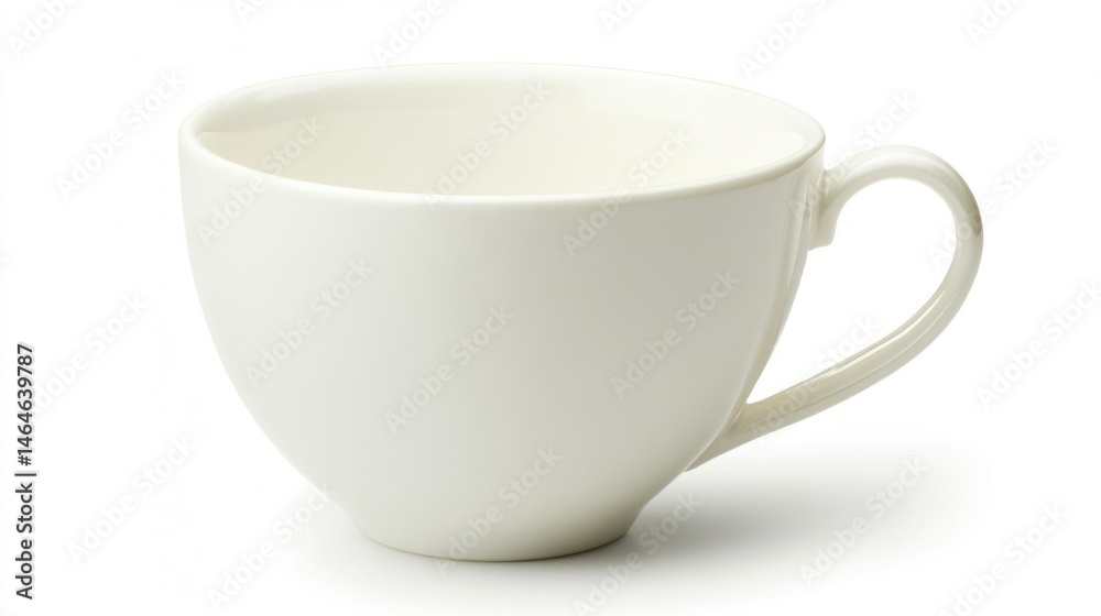 Elegant White Teacup on White Background: A Minimalist Still Life