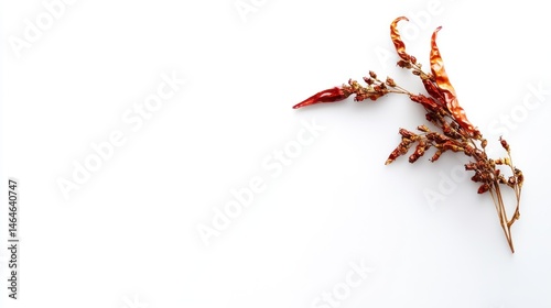 Obraz na płótnie Dried Red Chili Peppers on White Background: A Culinary Still Life w salonie
