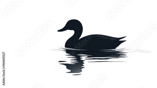 Serene Silhouette: A Duck's Graceful Reflection on Calm Water