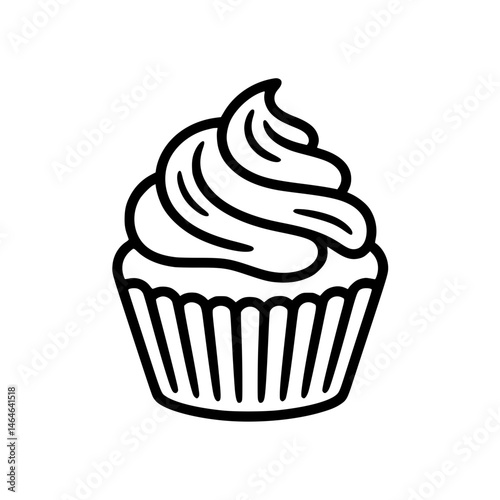 Cupcake illustration with swirled frosting outline shape