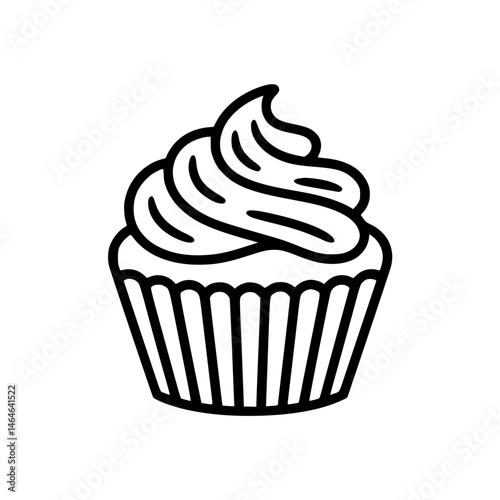 Cupcake illustration with swirled frosting outline shape