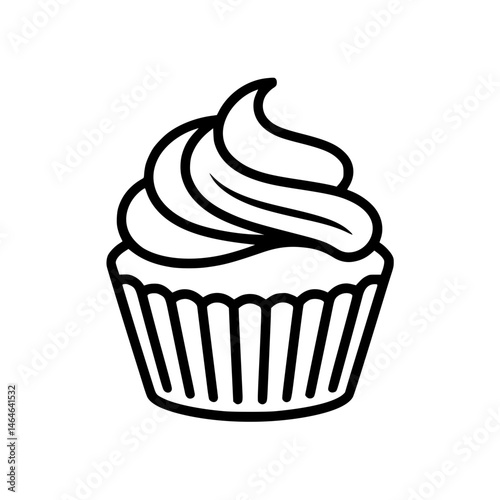 Cupcake illustration with swirled frosting outline shape