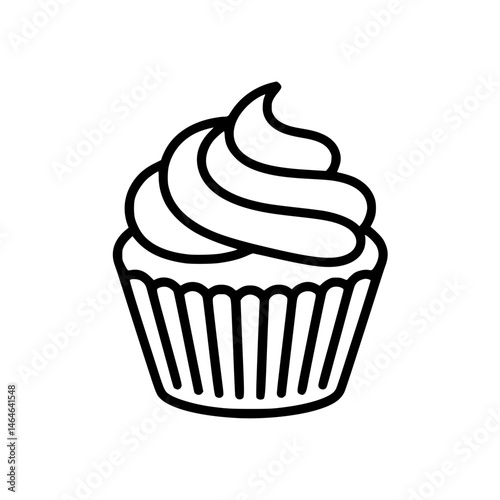 Cupcake illustration with swirled frosting outline shape