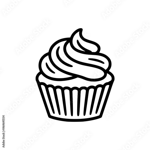 Cupcake illustration with swirled frosting outline shape