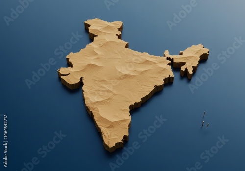 3D Render of India's Topography: A Textured Map