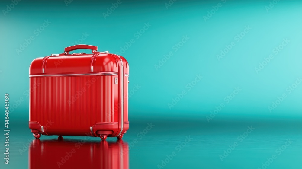 This image features a vibrant red suitcase against a smooth turquoise surface, showcasing travel and adventure while exuding a sense of style and personality for wanderlust seekers. This image features a vibrant red suitcase against a smooth turquoise surface, showcasing travel and adventure while exuding a sense of style and personality for wanderlust seekers.