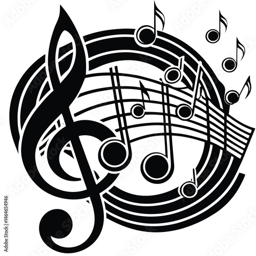 Musical Notes and Treble Clef Design