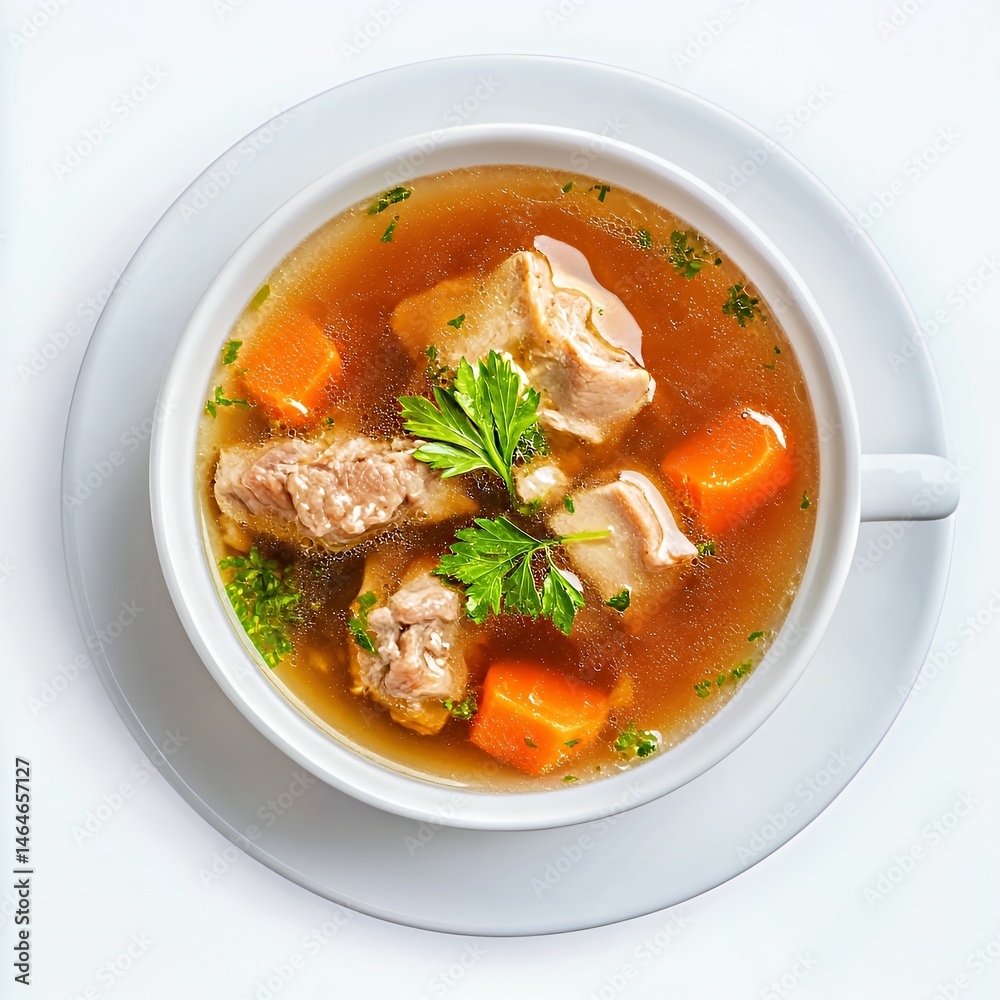 A hearty bowl of soup featuring tender meat and fresh vegetables. A hearty bowl of soup featuring tender meat and fresh vegetables.