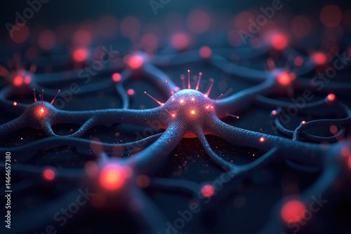 Digital Representation of Neural Network with Glowing Nodes and Artificial Intelligence photo