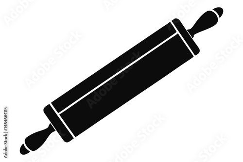 A black rolling pin is depicted against a plain white background, positioned at a slight angle