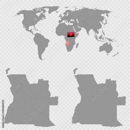 Angola Map Set with World Location.