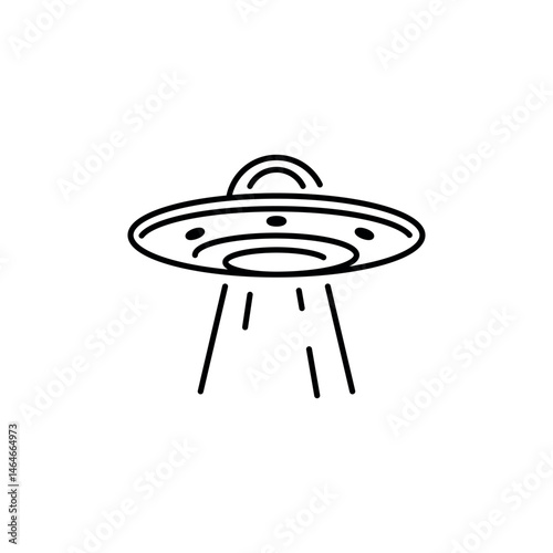 UFO icon. Simple UFO with beam icon for social media, app and web design. Vector illustration.