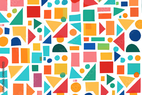 Fun colorful baby toys seamless pattern. Abstract retro style children's art background for kids, fashion design with geometric mosaic shapes.