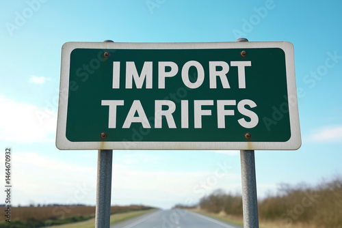 Close-up of a street sign highlighting tariffs concept
