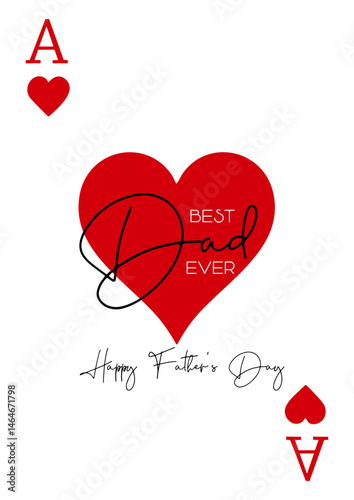 Happy Fathers Day background on Ace of Hearts card design 