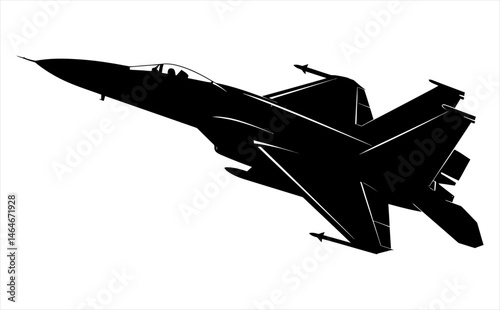 Powerful Fighter Jet Silhouette  Military Aircraft in Flight