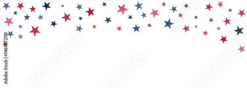American Independence Day stars background. Red blue stars confetti in USA flag colors for 4th of July. Vector illustration
