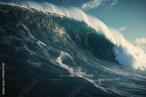 Mighty wave crashes in the ocean photo