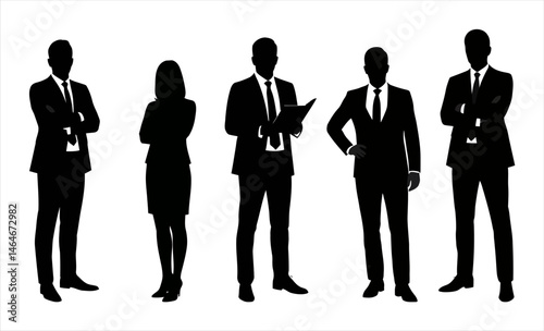 Confident Business Professionals Silhouettes of a Diverse Team