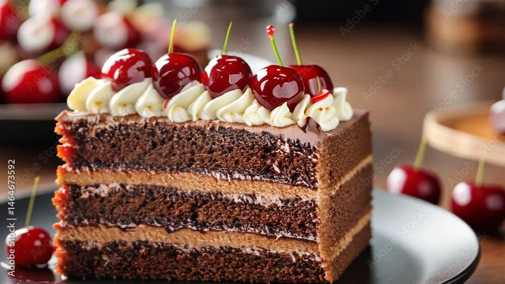 Delicious Chocolate Cherry Cake Slice
