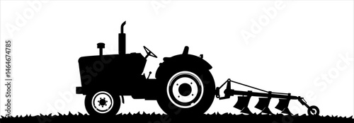 Powerful Tractor Silhouette Agricultural Machinery Illustration
