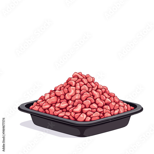 Vsai fresh ground beef piled high in black tray