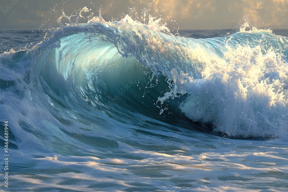 Obraz premium Majestic ocean wave at sunrise