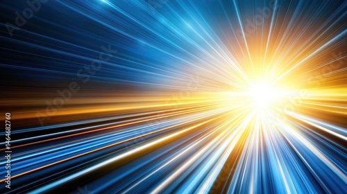 Speed of Light: Abstract representation of speed, energy, and motion. Vivid streaks of light converge towards a radiant center, suggesting rapid acceleration and limitless potential.