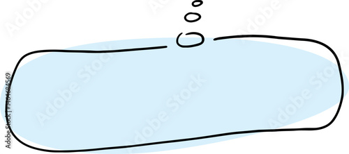 empty rectangular long thought cloud hand drawn with black curved lines with a rounded light blue background