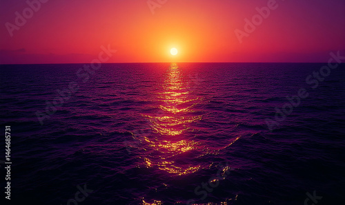 Vibrant Sunset Over Calm Ocean Water