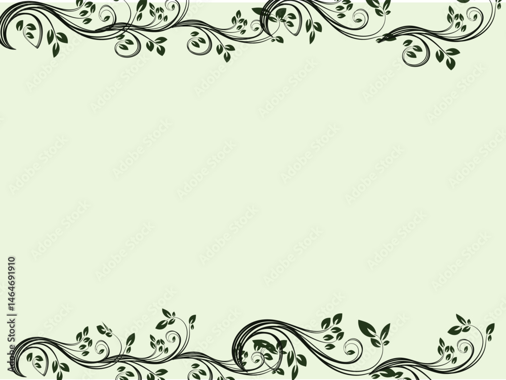 Elegant Green Floral Design Border for Invitations and Cards Elegant Green Floral Design Border for Invitations and Cards