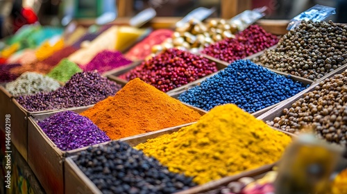 A vibrant photo of a traditional market stall selling