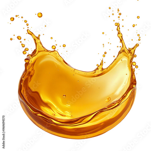 Splash of yellow oily liquid isolated on white background. Generative image AI.