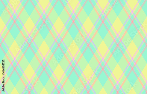 Argyle pattern of geometric rhombus. Harlequin check wallpaper design. Classic diamond shaped textile material for web background, print fabric clothing, sweater, wrapping paper, gift card, invitation