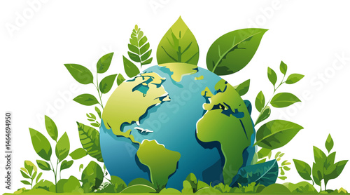 Earth Illustration Global Warming And Climate Change Eco Green Plant Vector Logo Design Graphic