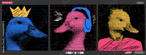 Punk duck crowned royalty with vibrant hues and stylish accessories creating an edgy album cover aesthetic