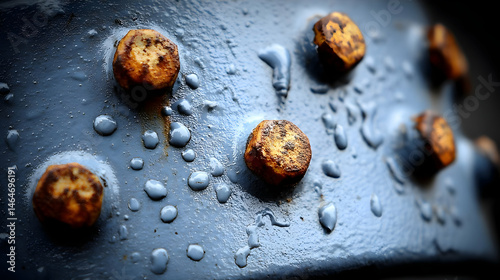 on old metal with bubbling and flaking effects