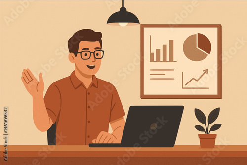 man working on laptop　remote work